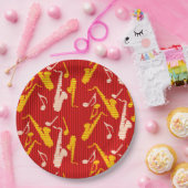 Saxophon Lines Pappteller (Party)