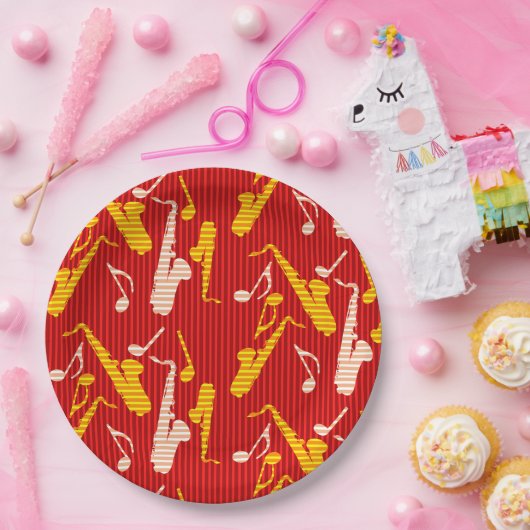 Saxophon Lines Pappteller (Party)