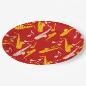 Saxophon Lines Pappteller (Schrägansicht)