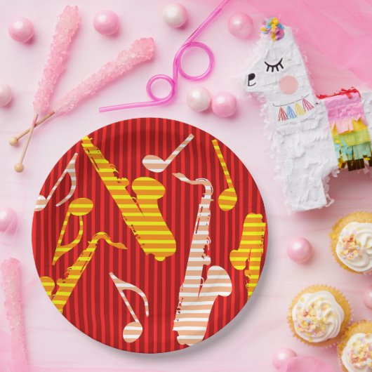 Saxophon Lines Pappteller (Party)