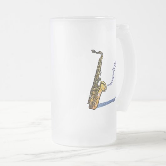 Saxophon Mattglas Bierglas (VorderseiteRechts)