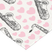 Saxophon mit rosa Herzenshochzeit Kurzer Tischläufer (Ecke)