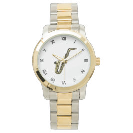 Saxophon mit schwarzen römischen Zahlen Armbanduhr