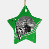 Saxophon Music Foto Green Keramik Ornament (Rechts)