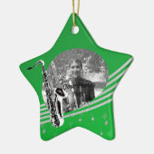 Saxophon Music Foto Green Keramik Ornament (Links)