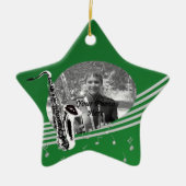 Saxophon Music Foto Green Keramikornament (Vorne)