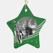Saxophon Music Foto Green Keramikornament (Links)
