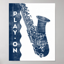 Saxophon Music Poster Blaues Spiel am Print