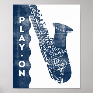 Saxophon Music Poster Blaues Spiel am Print