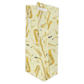 Saxophon Musician Band Teacher Geschenktüte Für Weinflaschen (Vorderseite Schrägansicht)