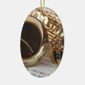 Saxophon-Musik-Goldglanz Notenblatt Schlüssel Keramikornament (Links)