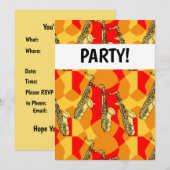 Saxophon Muster Einladung (Vorne/Hinten)