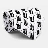 Saxophon Muster Nackenschengeschenk mit Musiker Krawatte (Gerollt)