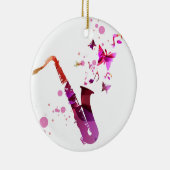 Saxophon niedliche Musik und Schmetterlinge Keramik Ornament (Rechts)