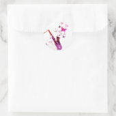 Saxophon niedliche Musik und Schmetterlinge Runder Aufkleber (Tasche)