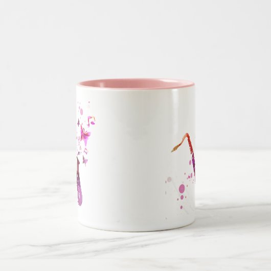 Saxophon niedliche Musik und Schmetterlinge Zweifarbige Tasse (Mittel)