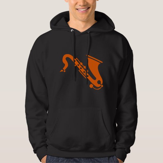 Saxophon - Orange Hoodie (Vorderseite)