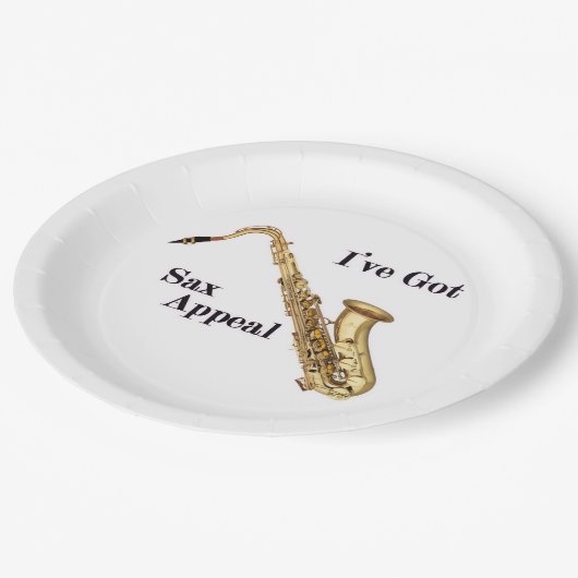 Saxophon Papierplatte Pappteller (Schrägansicht)
