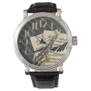 Saxophon & Piano Musik Armbanduhr