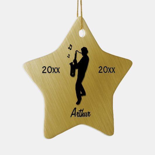 Saxophon Player Gold Name / Datum Keramikornament (Rechts)