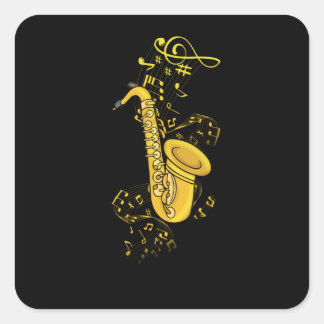 Saxophon Player Jazz Music Gift Men Big Band Quadratischer Aufkleber