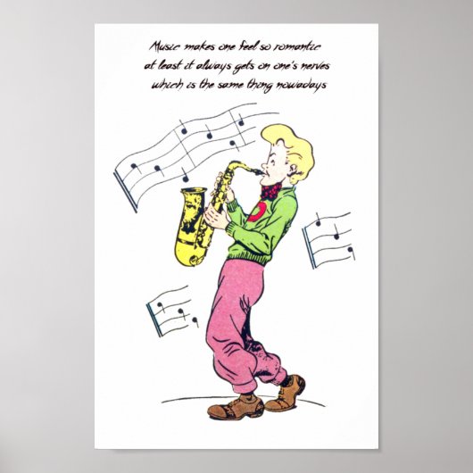 Saxophon Player Music Quotes Comic Book Art Poster (Vorne)