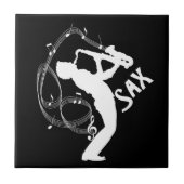 Saxophon Player Musical Notes Jazz Music Fliese (Vorderseite)