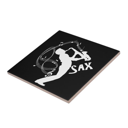 Saxophon Player Musical Notes Jazz Music Fliese (Seite)