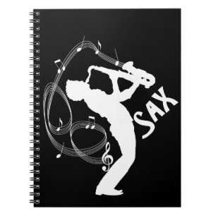 Saxophon Player Musical Notes Jazz Music Notizblock