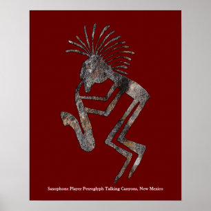 Saxophon Player Petroglyph Poster