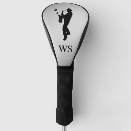 Saxophon Player Silver Monogram Golf Headcover (Vorderseite)