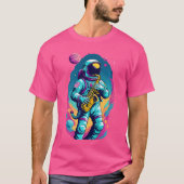Saxophon Playing Astronaut Jazz Lover T-Shirt (Vorderseite)