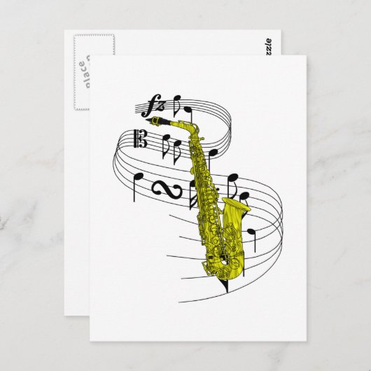 Saxophon Postkarte (Vorne/Hinten)
