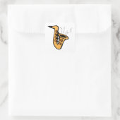 Saxophon Quadratischer Aufkleber (Tasche)