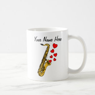 Saxophon Red Hearts Saxophonist Musiker Custom Kaffeetasse