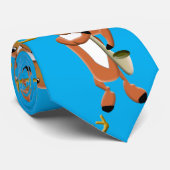 Saxophon-Rentiere auf blauem Hintergrund Krawatte (Gerollt)