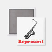 Saxophon Repräsentant Magnet (Vorderseite/Rückseite)