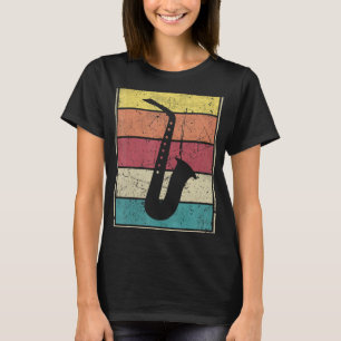 Saxophon Retro Vintag mit klassischen Streifen T-Shirt