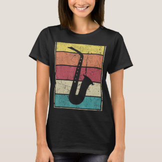 Saxophon Retro Vintage mit klassischen Streifen T-Shirt