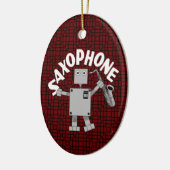 Saxophon Robot Text Keramik Ornament (Links)