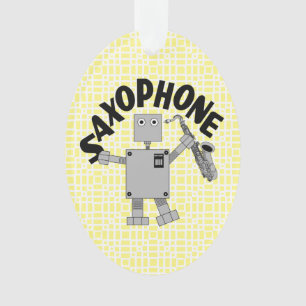 Saxophon Robot Text Ornament