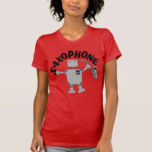 Saxophon Robot Text T-Shirt (Vorderseite)