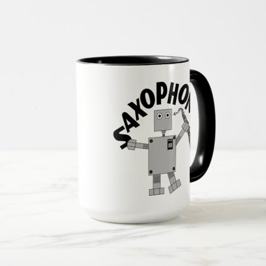 Saxophon Robot Text Tasse (VorderseiteRechts)