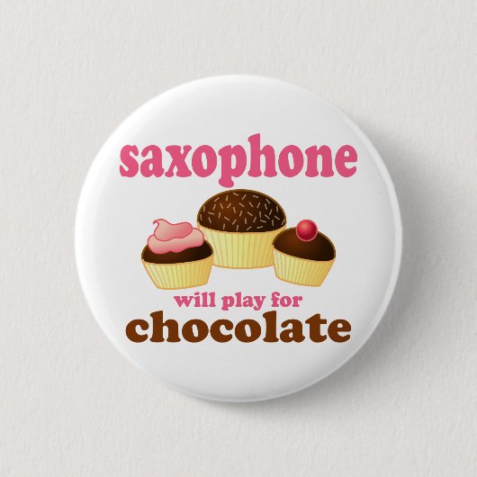 Saxophon-Schokoladen-Musik-Knopf Button (Vorderseite)