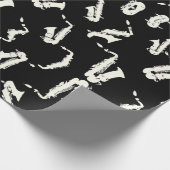 Saxophon Schwarzweiß-Muster Geschenkpapier (Ecke)