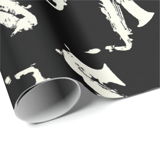 Saxophon Schwarzweiß-Muster Geschenkpapier (Rolleneckpunkt)