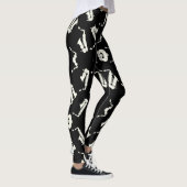 Saxophon Schwarzweiß-Muster Leggings (Rechts)