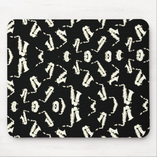 Saxophon Schwarzweiß-Muster Mousepad