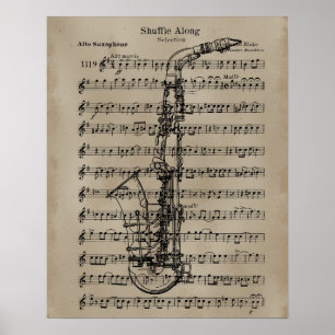 Saxophon Sheet Music Poster