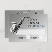 Saxophon Silver Response RSVP Karte (Vorne/Hinten)